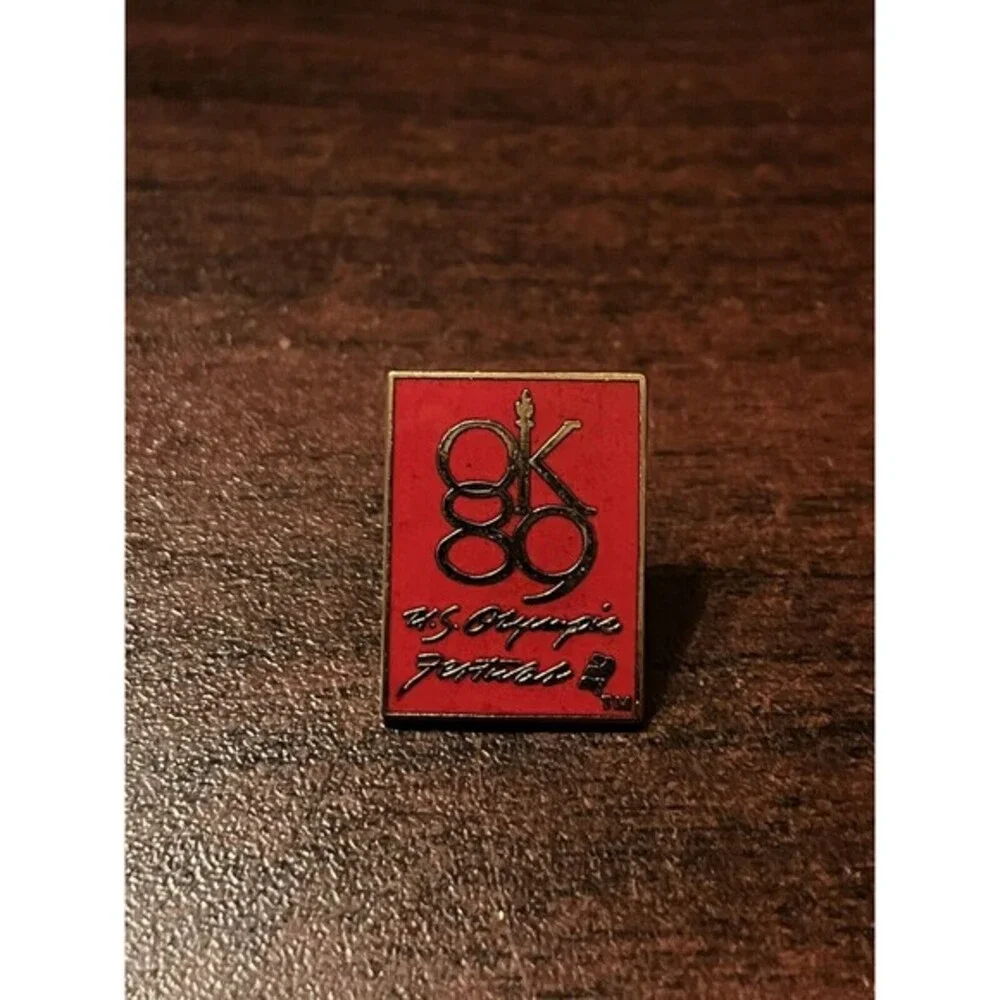 1989 Oklahoma City OK 89 US Olympic Festival Red Lapel‎ Hat Pin